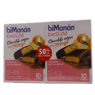 BiManán beSlim Chocolate Negro con Naranja 10 Barritas x 2 Pack Duplo 50%Dto 2ªUd
