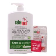 SebaMed Emulsión Sin Jabón con Aceite de Oliva Leti 1 Litro + Lip Defense Fresa Morango Pack