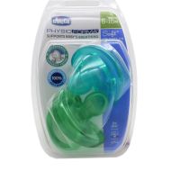 Chicco Chupete Silicona Physio Soft 6-16M Azul y Verde 2 Chupetes