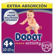 Dodot Activity Pañales T-4+ de 10-15Kg 52 Pañales