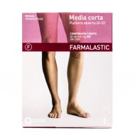 Farmalastic Media Corta G Puntera Abierta Compresión Fuerte Beige 1Ud