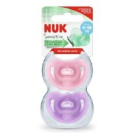 Nuk Sensitive Chupete Silicona 6-18m 2 Chupetes con Portachupetes