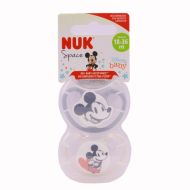 Nuk Space Chupete Silicona Mickey 18-36m Pack 2 Chupetes Gris Blanco Disney Baby