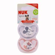 Nuk Space Chupete Mickey 18-36m Pack 2 Chupetes Gris y Rosa 