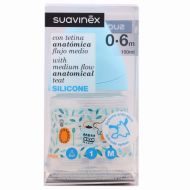 SUAVINEX BIBERON VIDRIO SILICO REDONDA +0M 120ML 