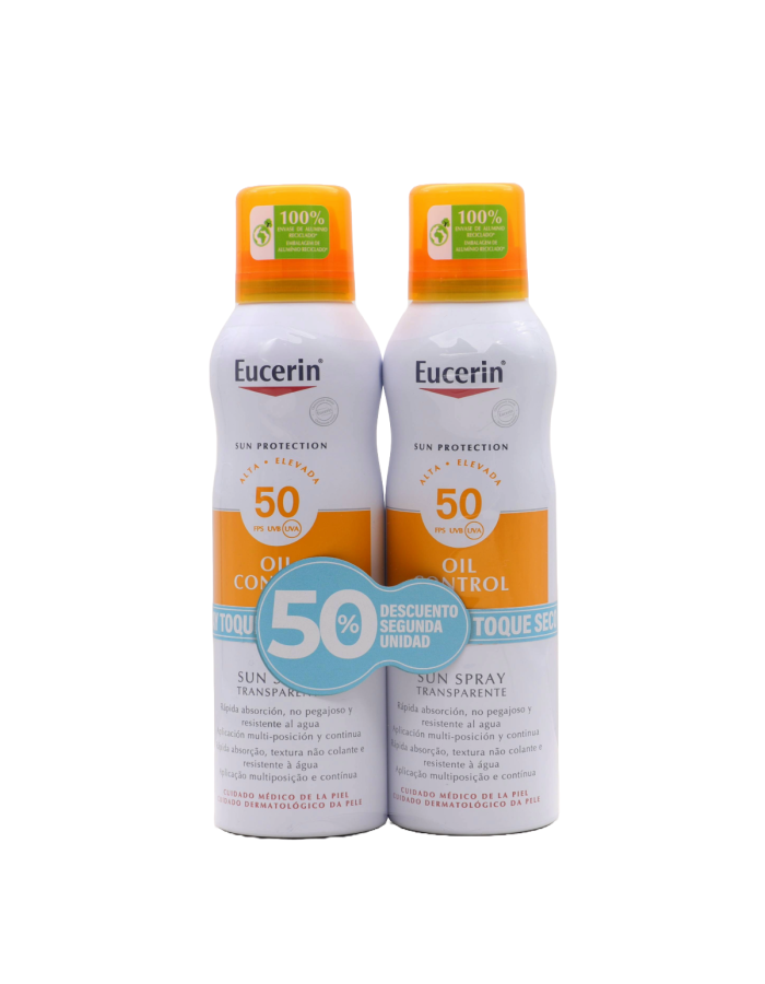 Eucerin Sun Oil Control FPS50 Toque Seco Spray 200ml x 2 Duplo