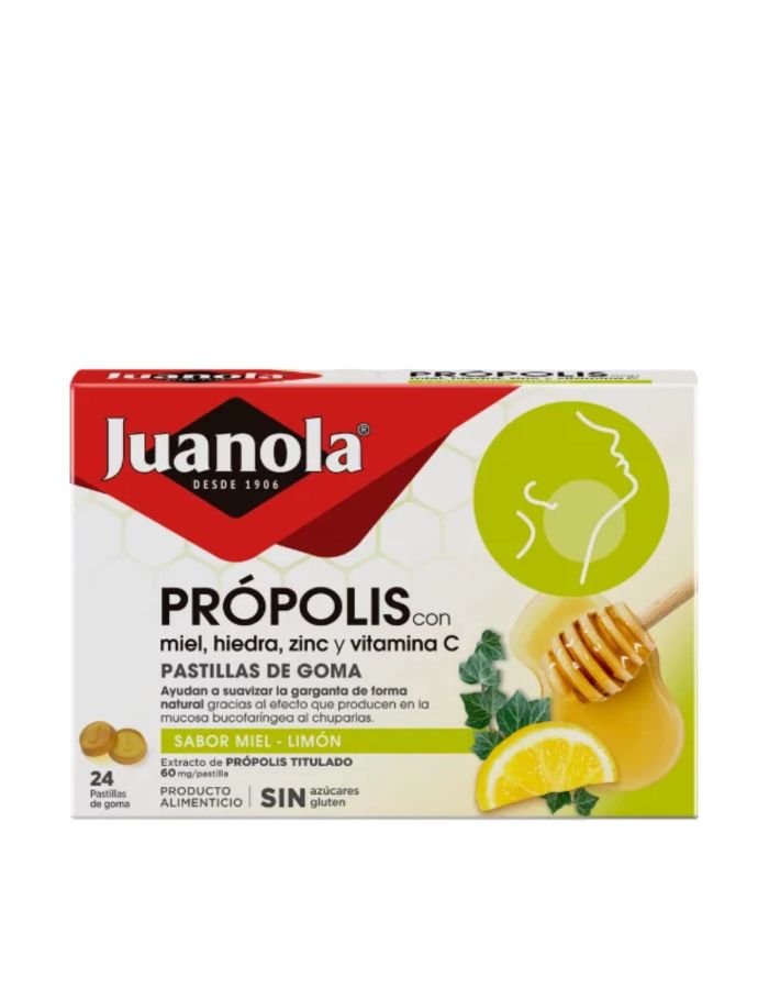 Juanola Própolis con Hedera Miel Zinc y Vitamina C 24 Pastillas Saabor Miel Limón