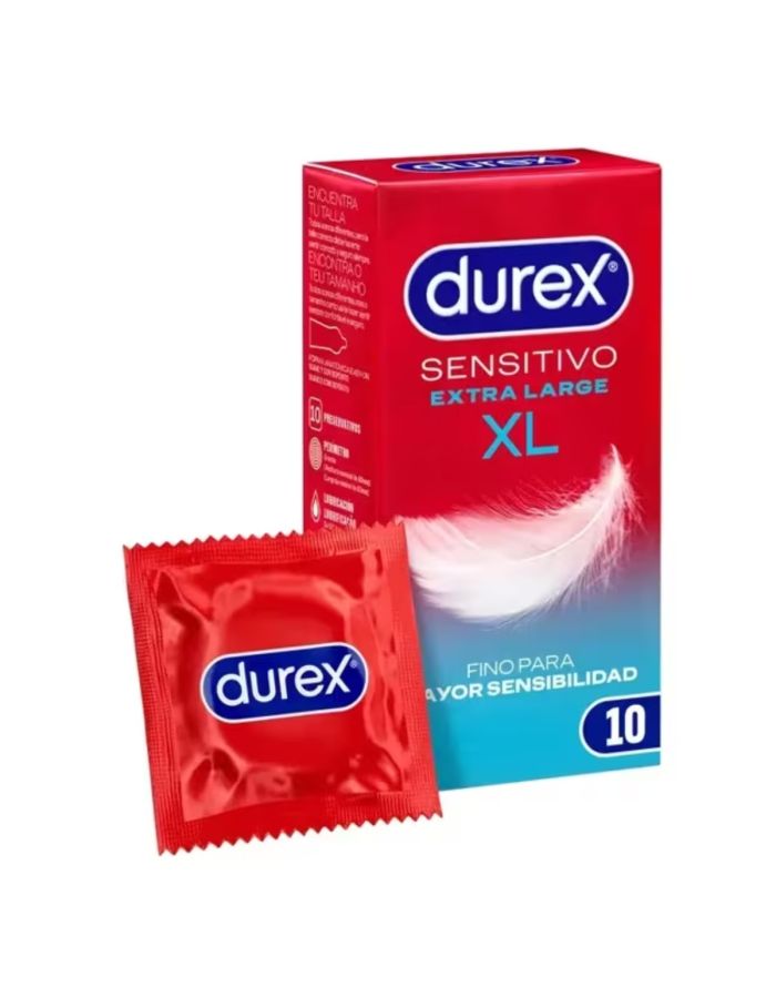 Durex Sensitivo XL Extra Grande Extra Lubricado 10 Preservativos