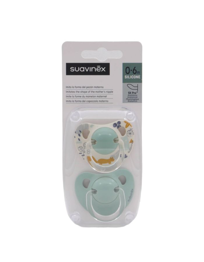 Suavinex Chupete Anatómico Tetina Silicona 0-6m Pack 2 Chupetes