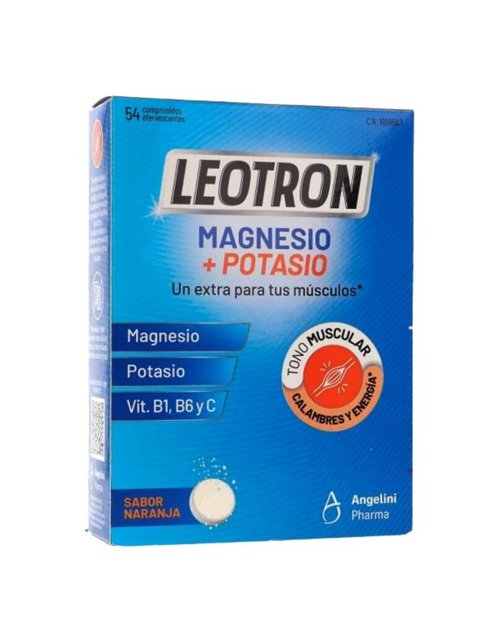 Leotron Magnesio y Potasio 54 Comprimidos Efervescentes Sabor Naranja