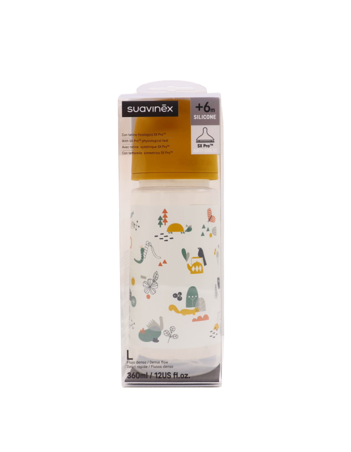 Suavinex Biberón Tetina Silicona Fisiológica SX Pro Flujo L +6m 360ml
