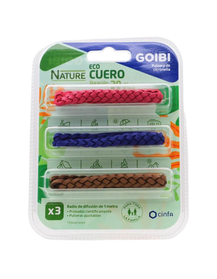 Goibi Nature Pulsera de Citronella Eco Cuero 3 Unidades