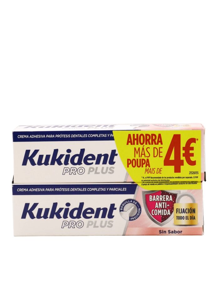 Kukident Pro Plus Barrera Anticomida Sin Sabor 2x40g