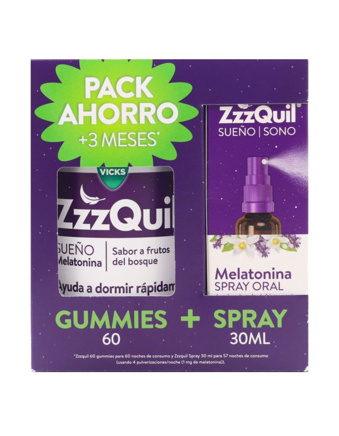 ZzzQuil Sueño Melatonina Pack 60 Gominolas + Spray 30ml