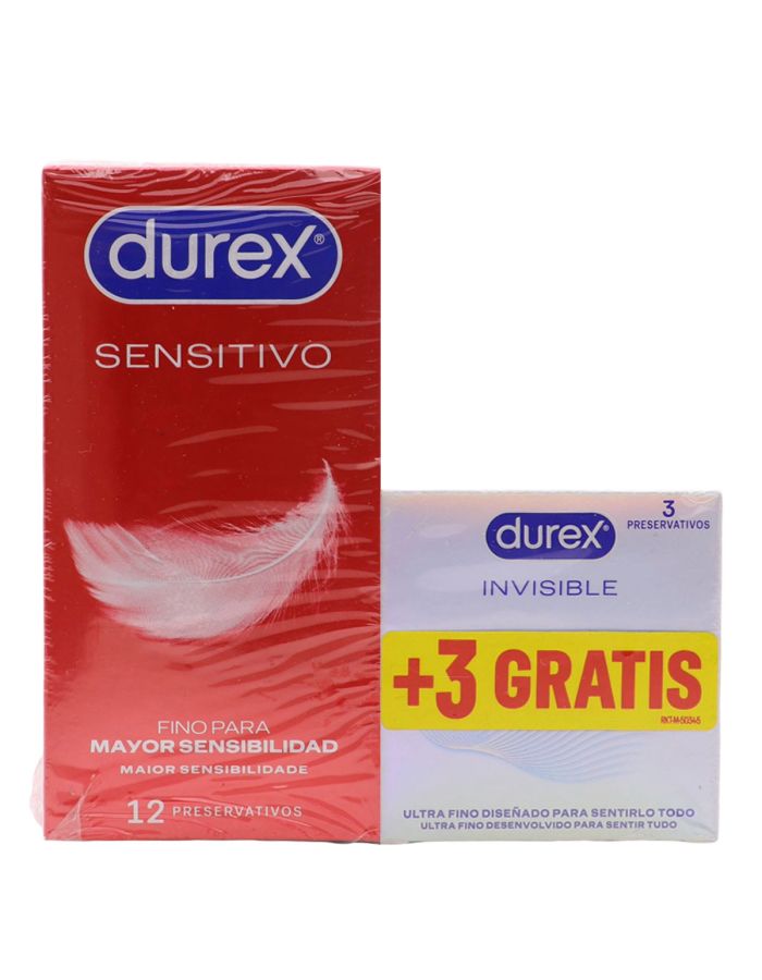 Durex Sensitivo 12 Preservativos + 3 Invisible Gratis