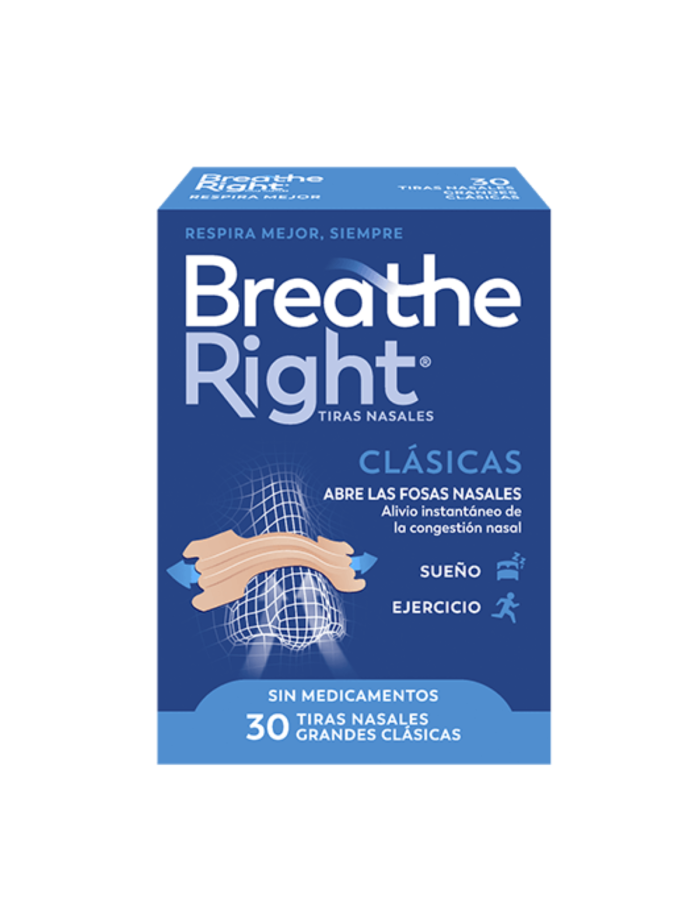 Breathe Right Tiras Nasales Clásicas Grandes 30 Tiras