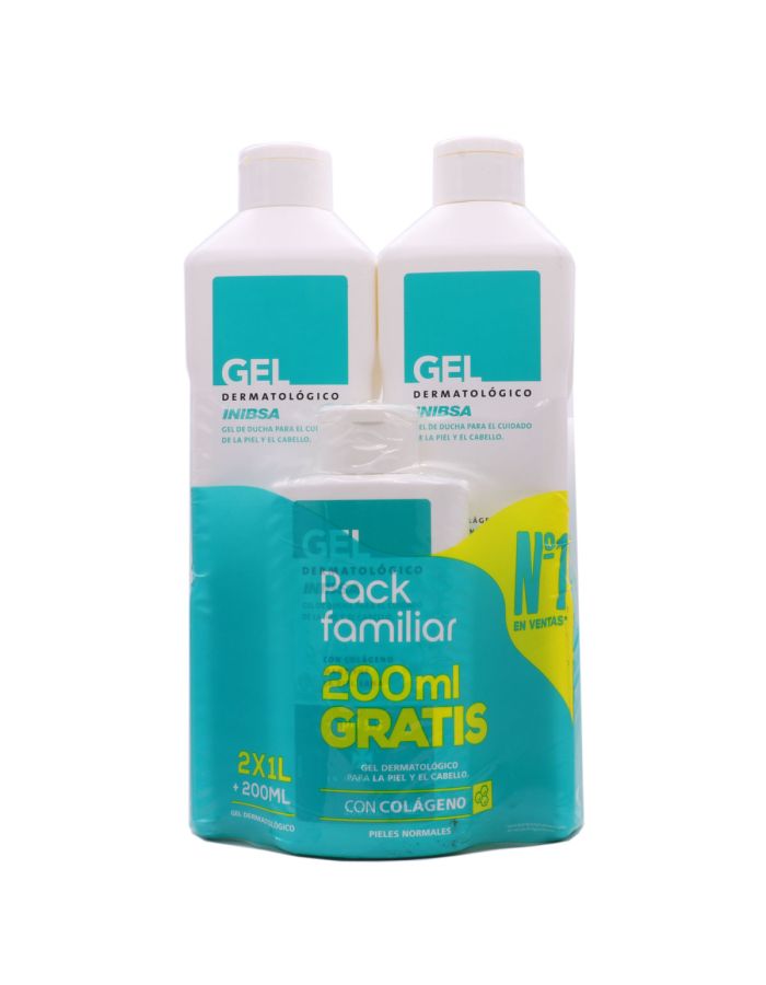 Inibsa Gel Dermatológico Pack Colágeno 1l+Colágeno 1l+200ml Gratis Pack Familiar