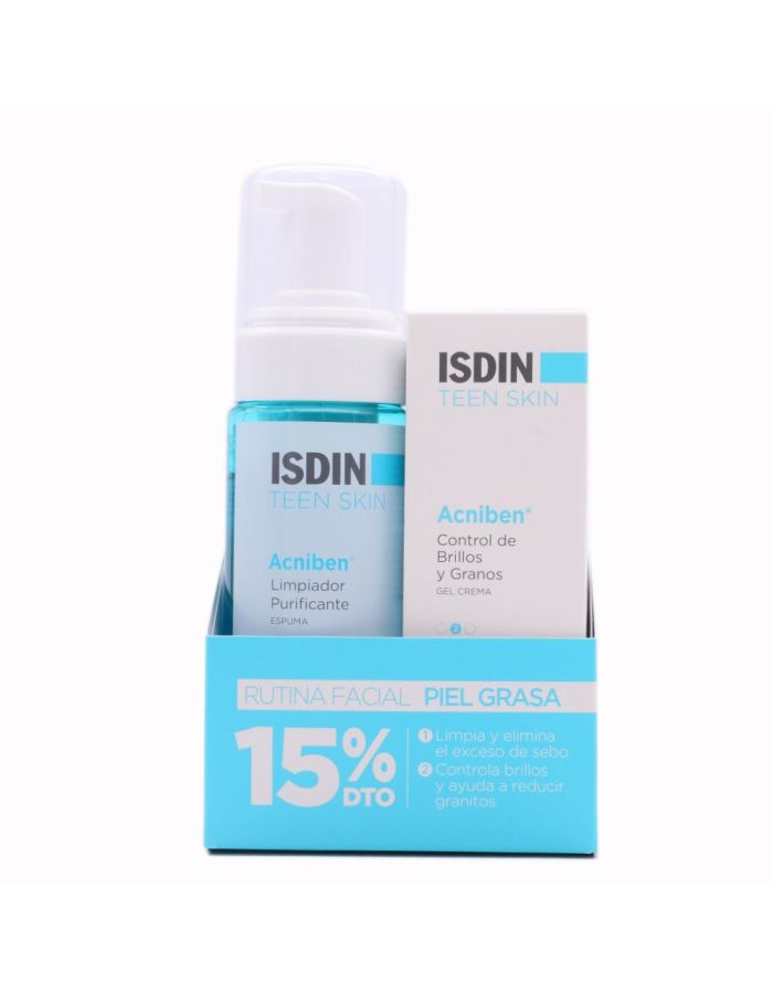 Acniben Limpiador Purificante Espuma Isdin + Control de Brillos y Granos Pack