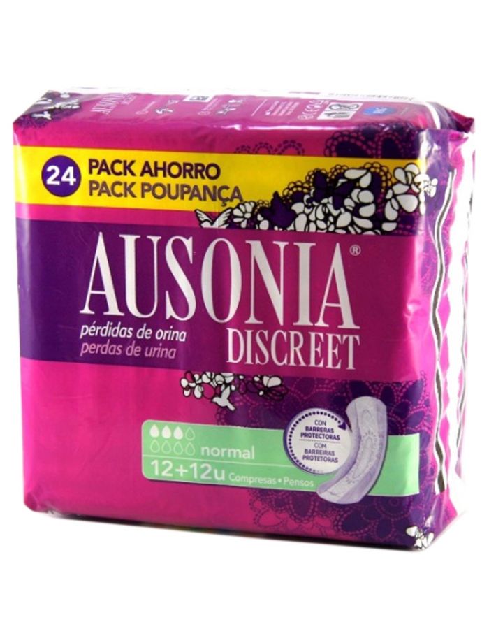 Ausonia Discreet Normal 12+12 Compresas Para Pérdidas de Orina Pack Ahorro