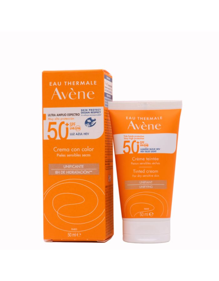 Avene Solar Crema con Color Unificante SPF50+ Pieles Sensibles Secas 50ml