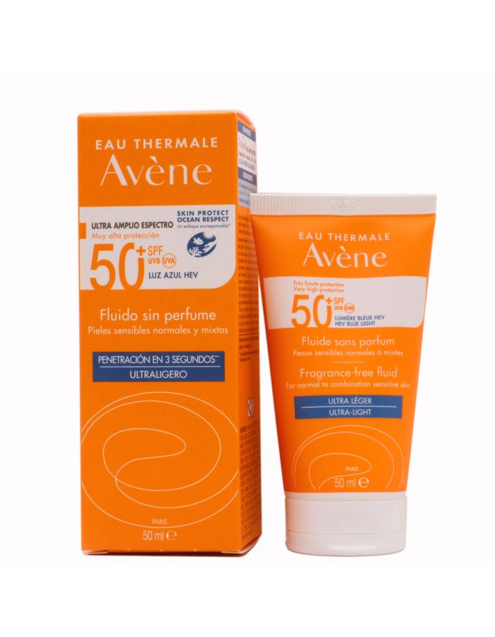 Avene Solar Fluido Toque Seco Sin Perfume Normal y Mixta SPF50+ 50ml