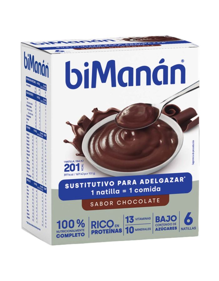 BiManán Natilla Sustitutivo Chocolate 6 Natillas.