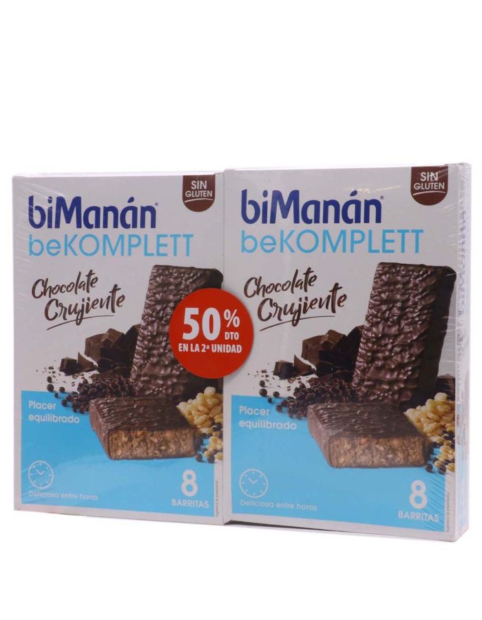 BiManan Komplett Chocolate Crujiente 8 Barritas Duplo 50%Dto 2ªUd