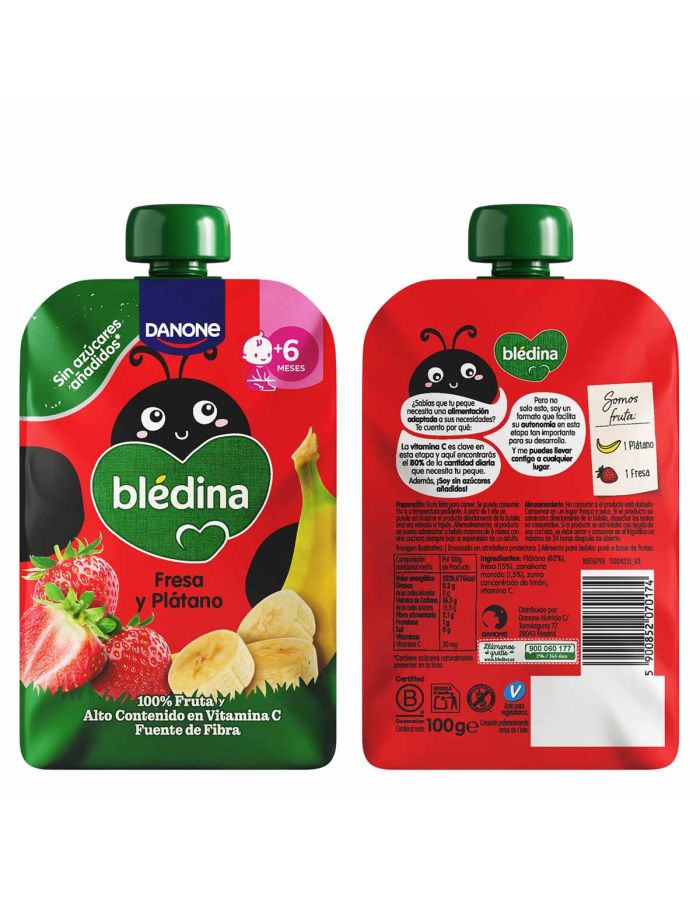 Blédina Bolsita Fresa y Plátano 100g