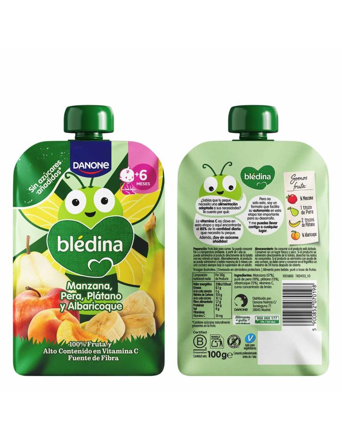 Blédina Bolsita Manzana Pera Plátano y Albaricoque 100g