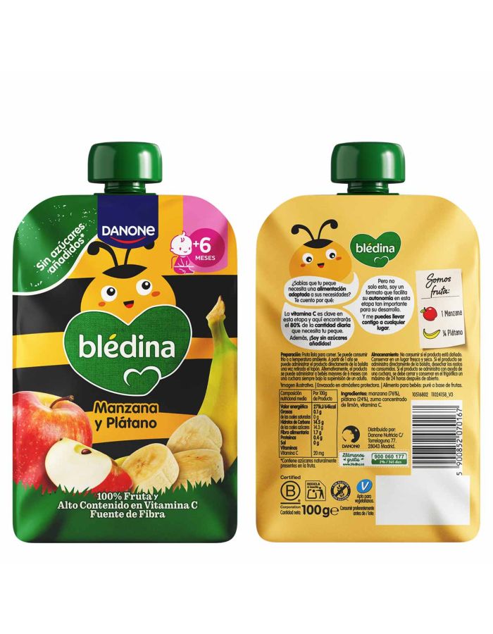 Blédina Bolsita Manzana y Plátano 100g