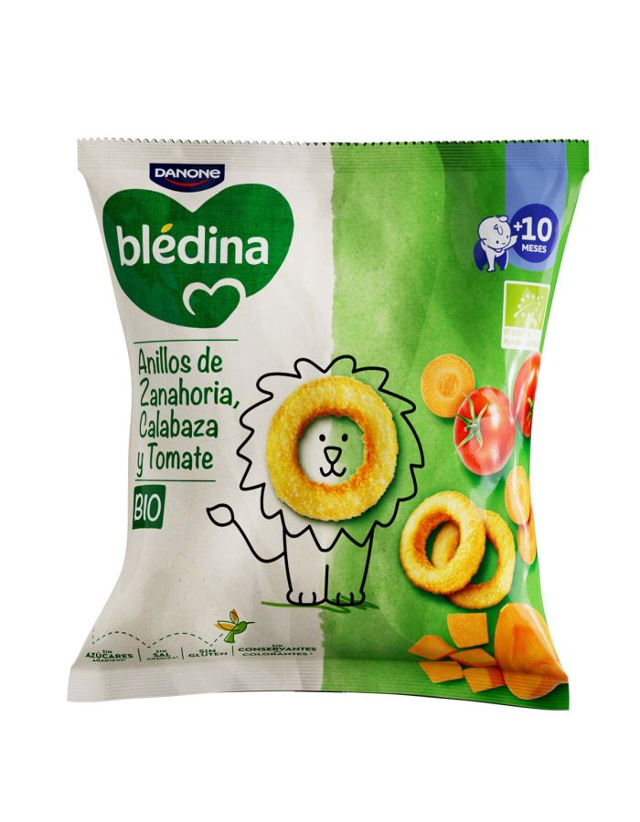 Blédina Snack Bio Anillos de Zanahoria Calabaza y Tomate 20g