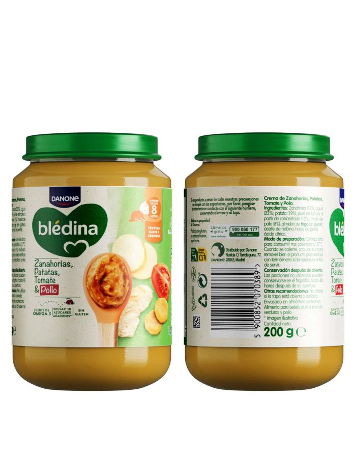 Blédina Tarrito Zanahorias Patatas Tomate y Pollo 200g