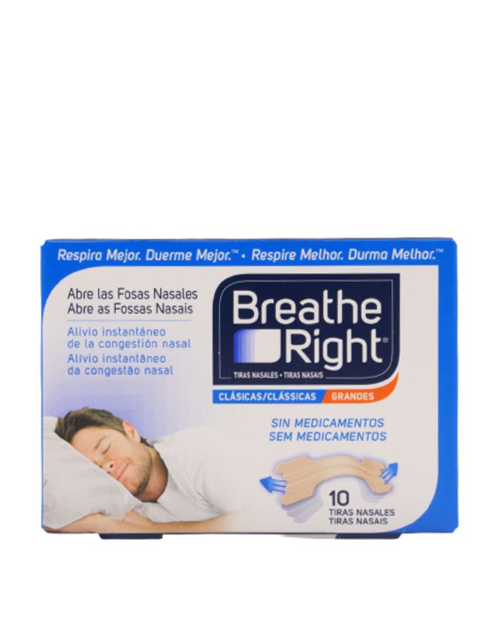 Breathe Right Tiras Nasales Grandes Clásicas 10 Tiras Nasales