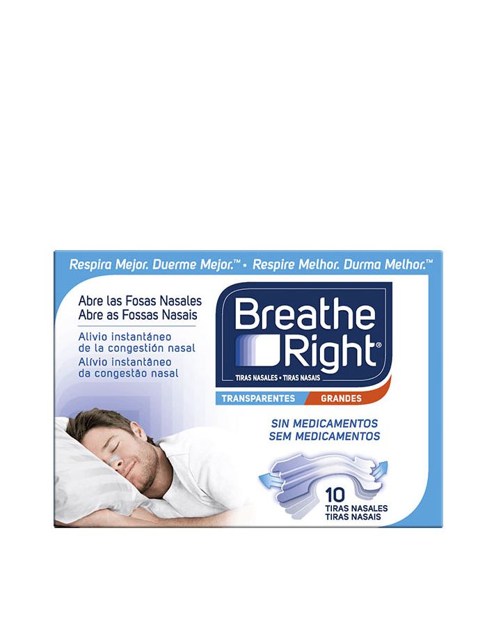Breathe Right Tiras Nasales Transparentes Grandes 10 Tiras