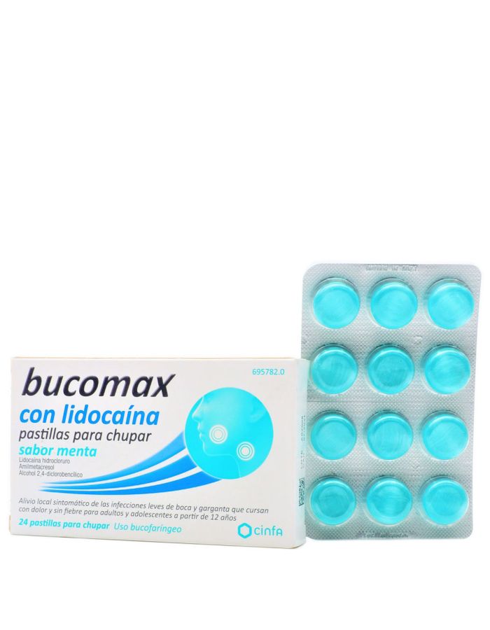 Bucomax con Lidocaína 24 Pastillas Para Chupar Menta