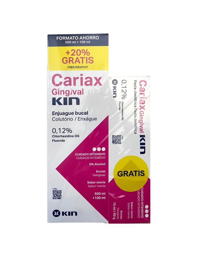 Cariax Gingival Kin Enjuague 600ml + Pasta 75ml Pack