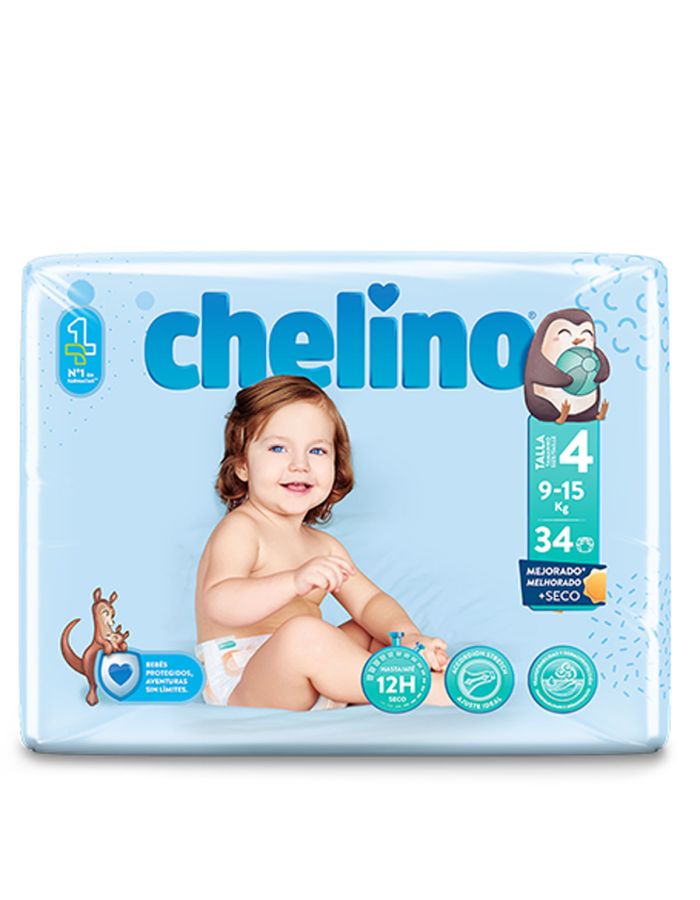 Chelino Pañales Talla 4 de 9-15kg 34 Pañales 
