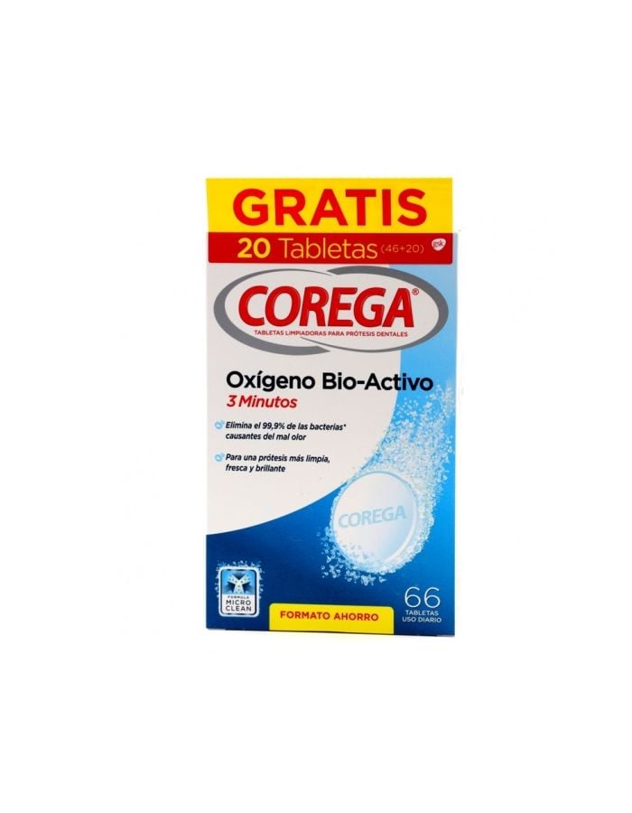 Corega Tabletas Limpiadoras Para Prótesis Dentales 66Uds