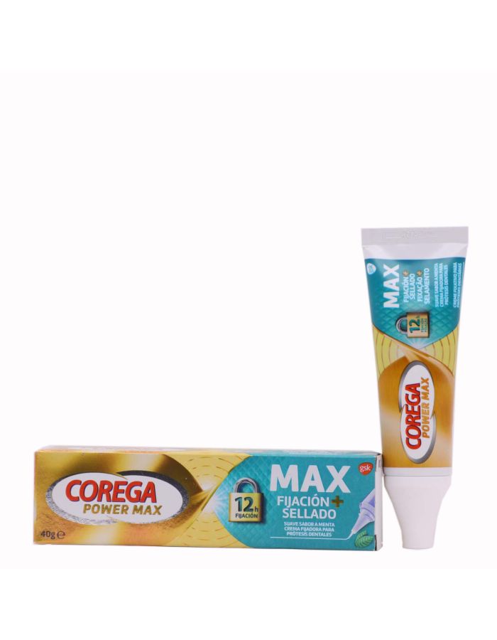 Corega Max Fijación y Sellado Crema Fijadora para Prótesis Dentales Sabor a Menta 40g