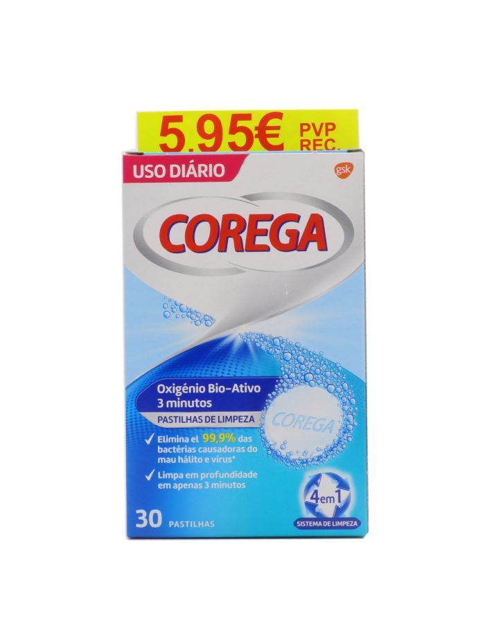 Corega Tabletas Limpiadoras Oxígeno Bio Activo 30 Tabletas
