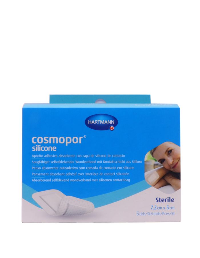 Cosmopor Silicone Apósito Adhesivo Absorbente 5 Apósitos 7,2cm x 5cm Hartmann