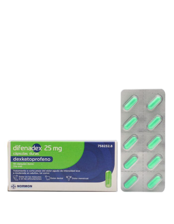Difenadex 25mg Dexketoprofeno 10 Cápsulas
