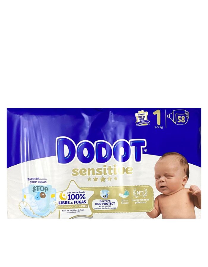 Dodot Sensitive 1 58 Pañales de 2 a 5Kg