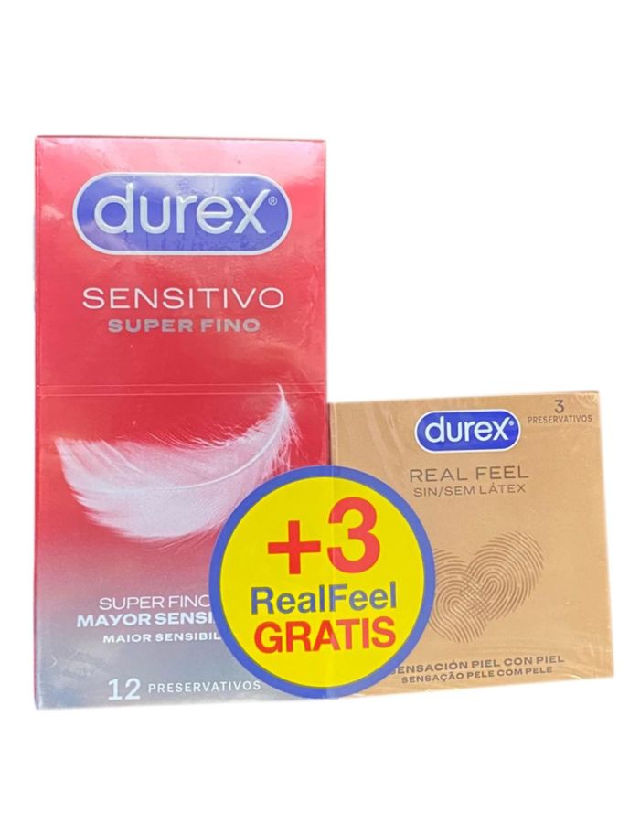 Durex Sensitivo Contacto Total 12 Preservativos + 3 RealFeel Gratis Pack-1