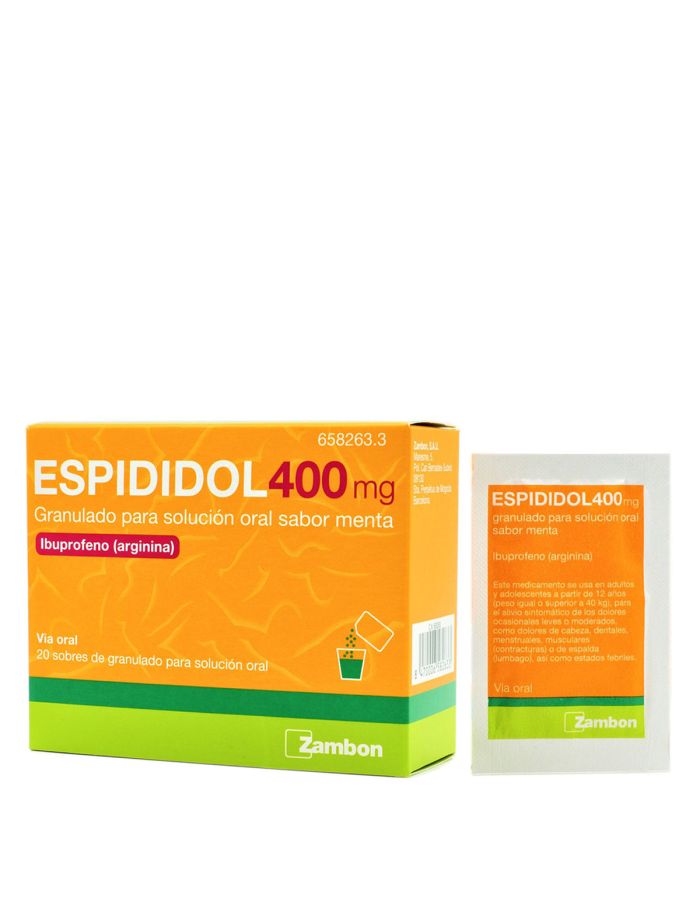 Espididol 400 mg 20 Sobres Granulado Para Solución Oral Sabor Menta Ibuprofeno Arginina