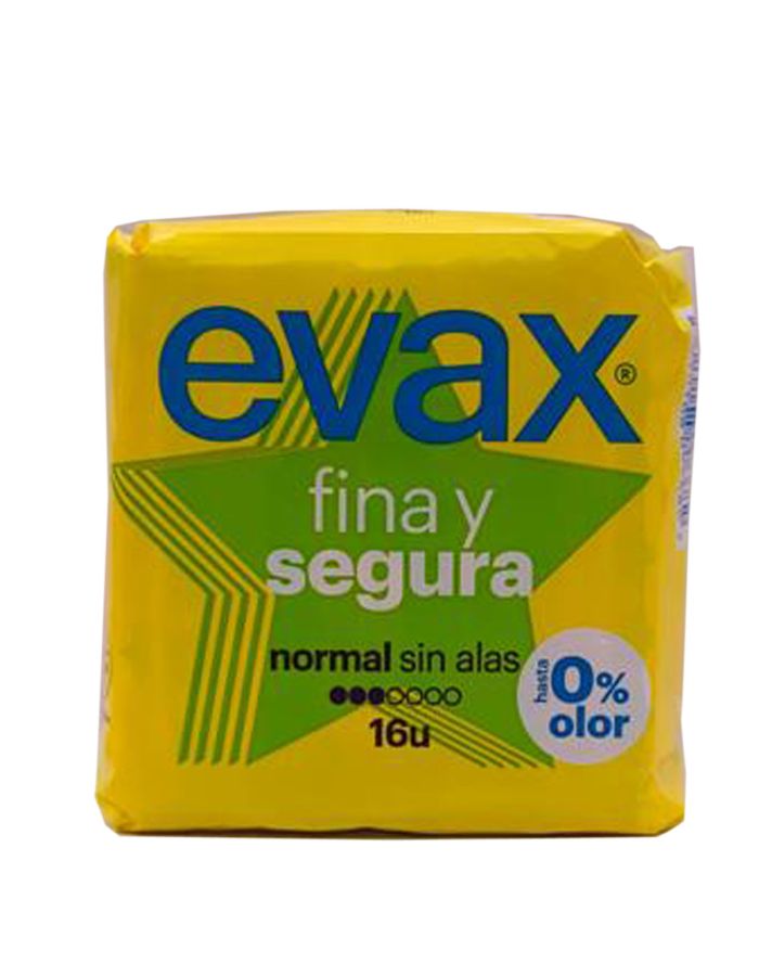 Evax Compresa Fina y Segura Normal Sin Alas 16 Compresas Higiénicas