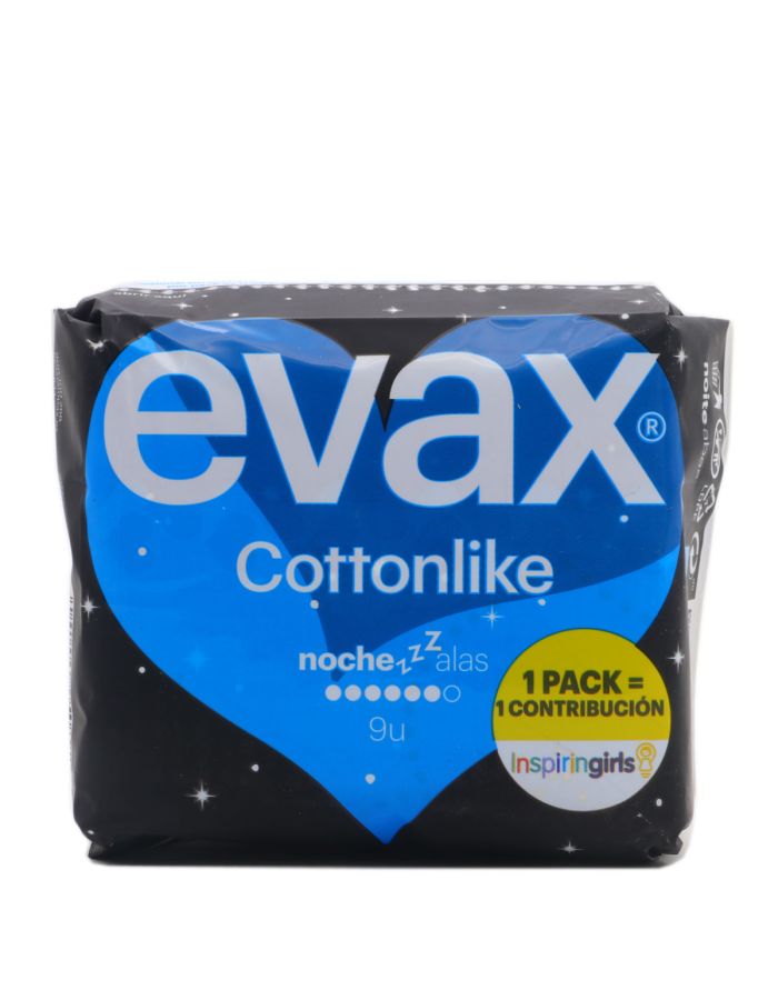 Evax Cottonlike Noche Alas 9 Compresas Higiénicas