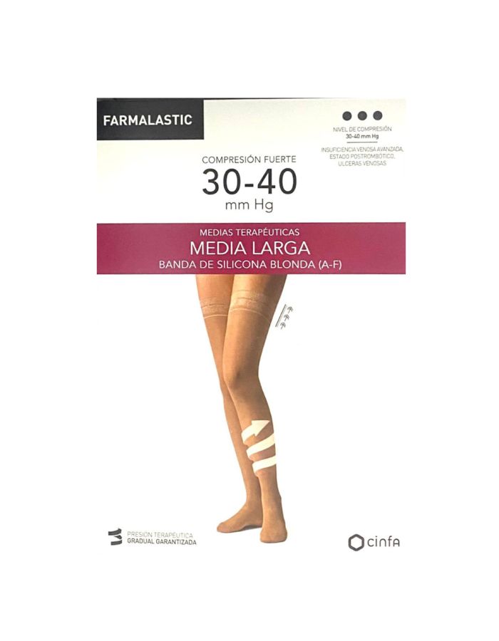 Farmalastic Media Larga Compresión Fuerte Blonda M Beige 1Ud