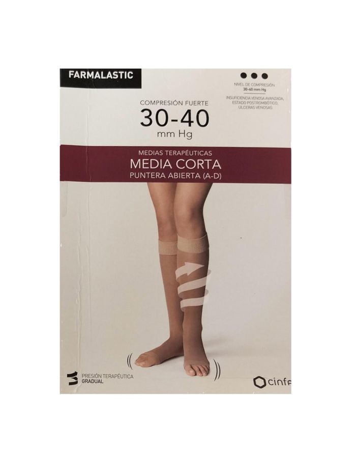 Farmalastic Media Corta E Puntera Abierta Compresión Fuerte Beige 1Ud