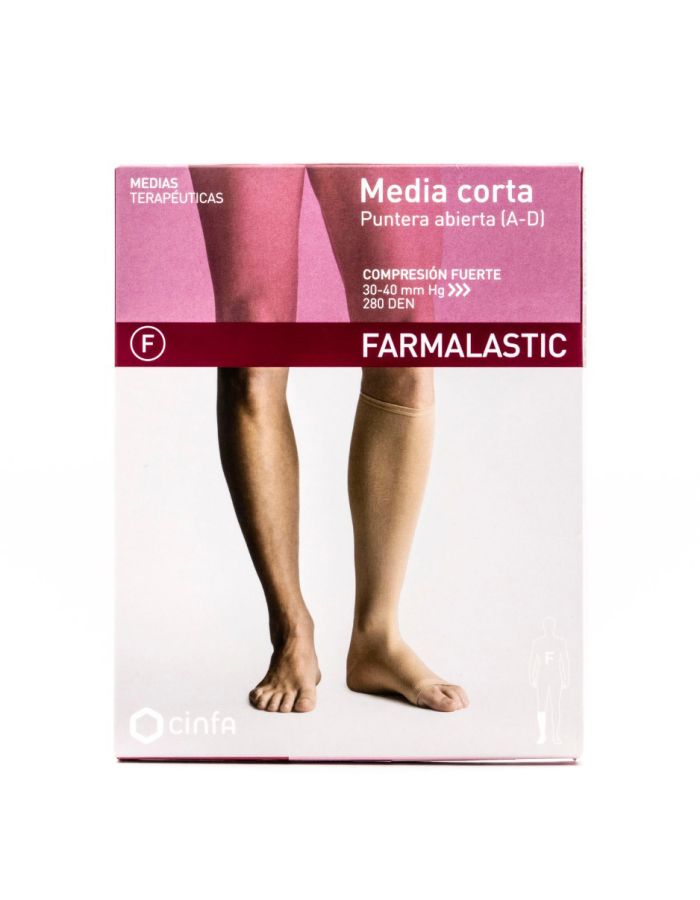 Farmalastic Media Corta P Puntera Abierta Compresión Fuerte Beige